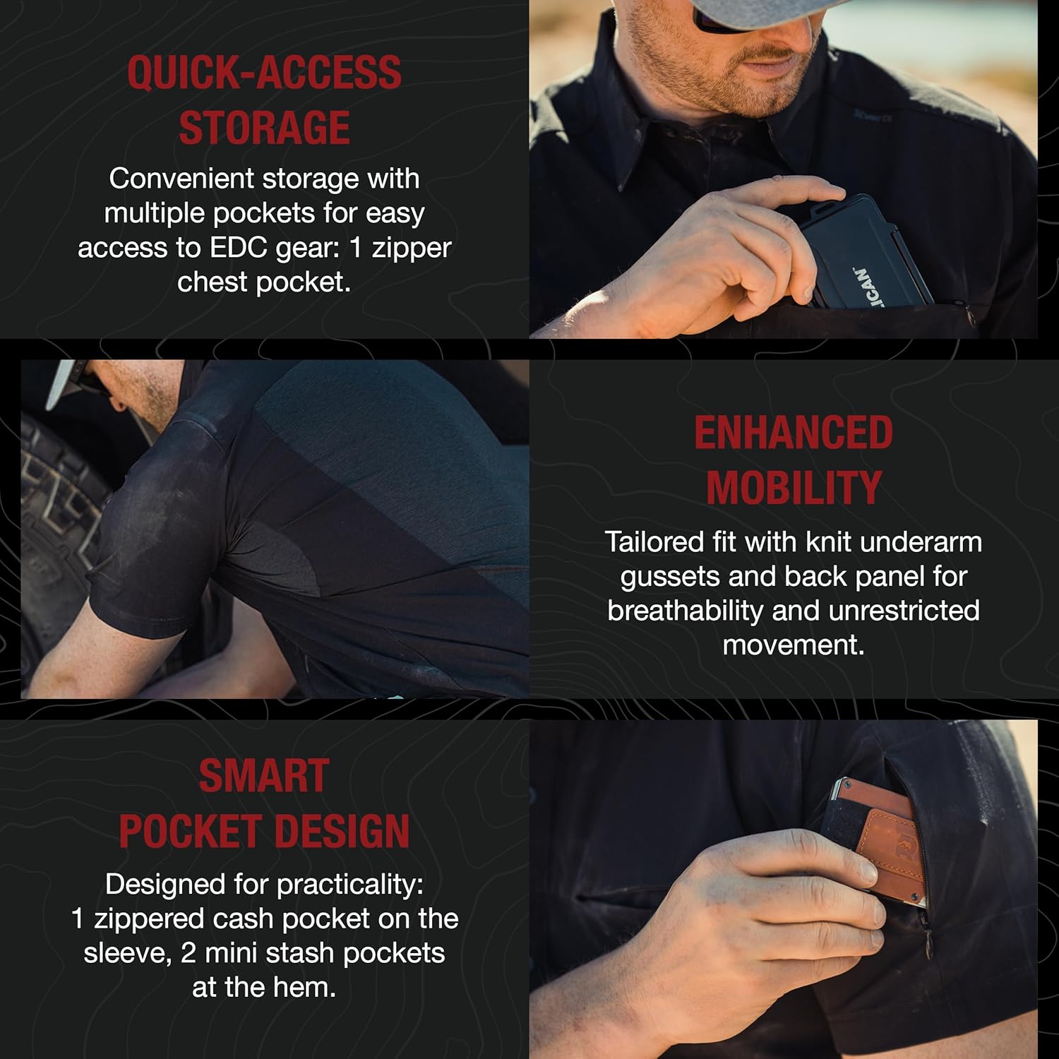 Vertx Expedition Men's Short Sleeve Shirt, Tactical, CCW Compatible, with Sun Protection