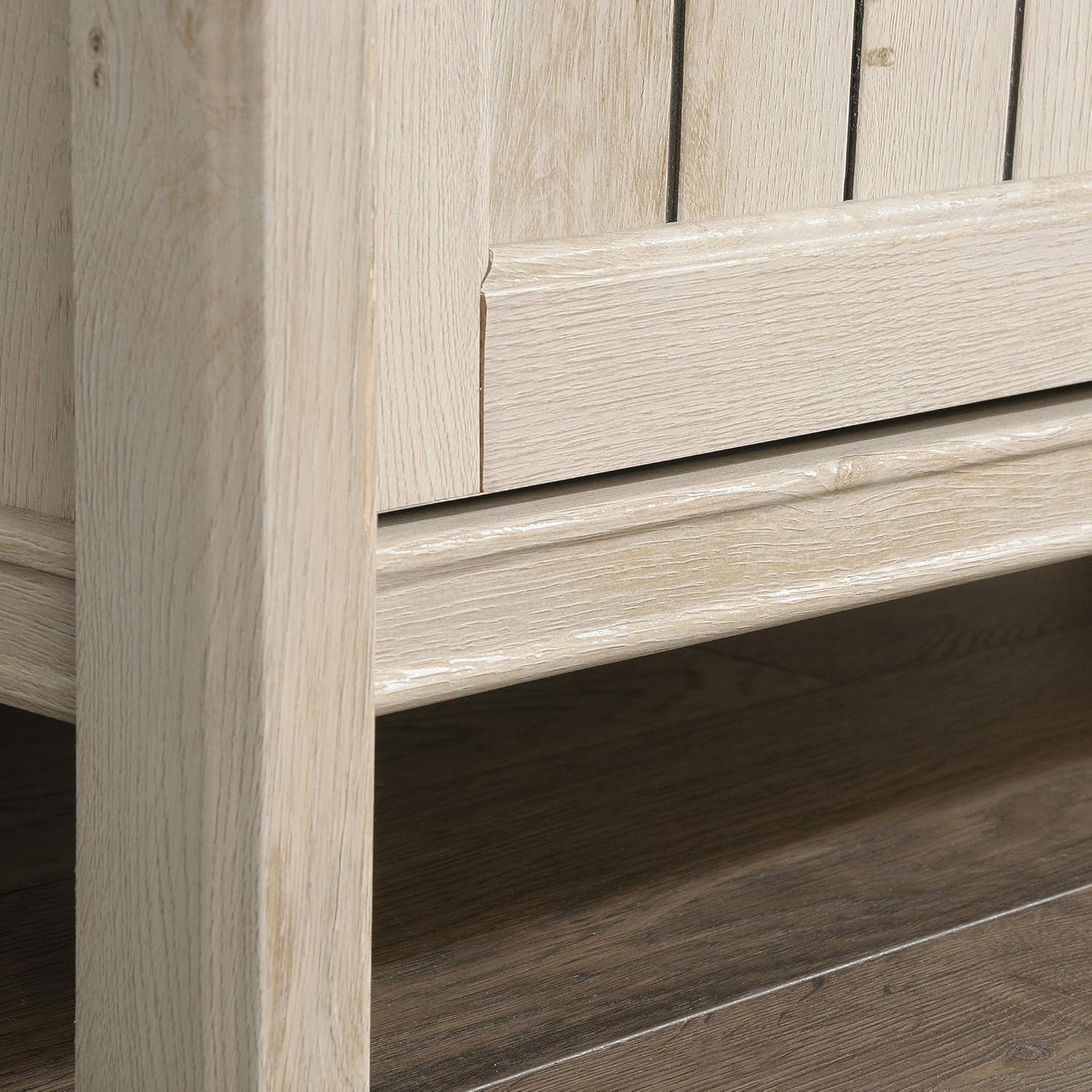 Sauder Costa Library Base, Coastal Cottage Cabinet, Office Storage Solution, Entryway Organizer - Chalked Chestnut Finish