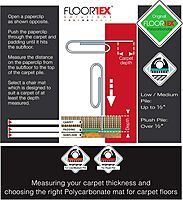 FLOORTEX Valuemat Plus Polycarbonate Rectangular Chair Mat for Low Pile Carpets