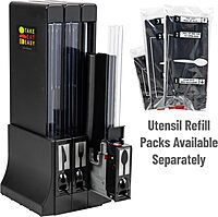 Mind Reader Utensil Dispenser, Silverware Organizer, Plastic Fork Spoon Dispenser, Kitchen, 10.25" L x 10.75" W x 24.5" H, Black