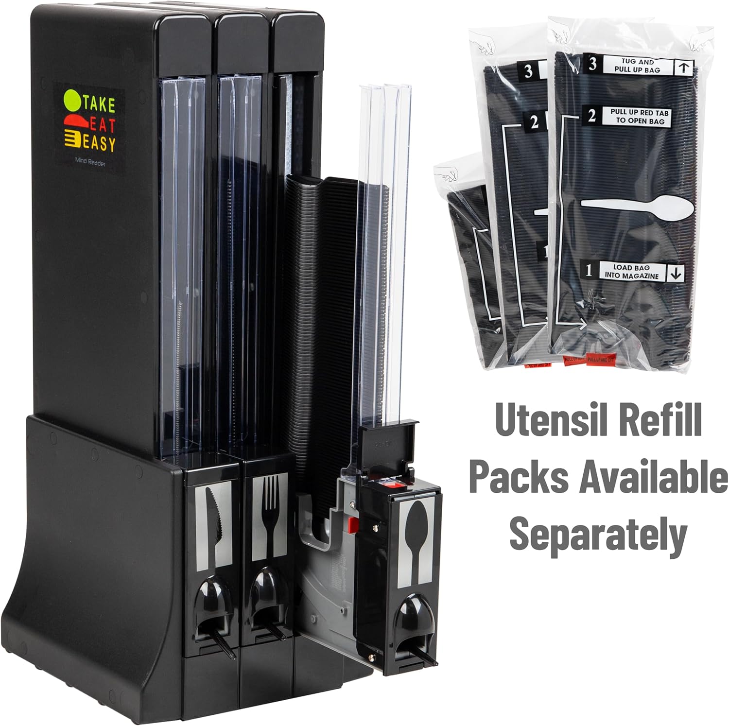 Mind Reader Utensil Dispenser, Silverware Organizer, Plastic Fork Spoon Dispenser, Kitchen, 10.25" L x 10.75" W x 24.5" H