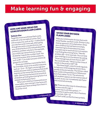 Scholastic Division Flash Cards, 6-5/16inH x 3-7/16inW, Pack Of 56 Cards