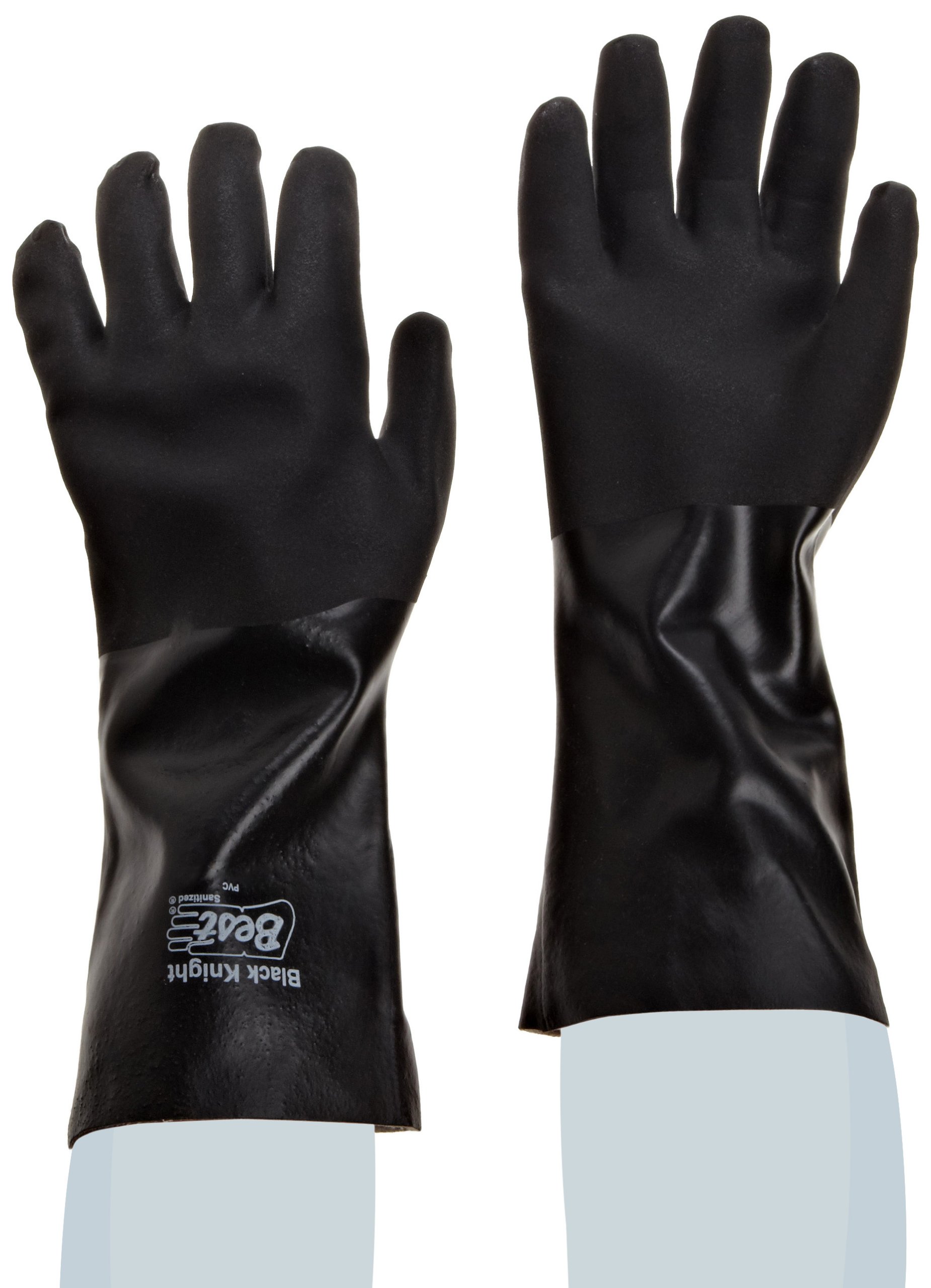 SHOWA 7714 PVC Chemical Resistant Safety Glove with Cotton Jersey Liner and Rough Grip, 14" Length, Large (12 Pair)