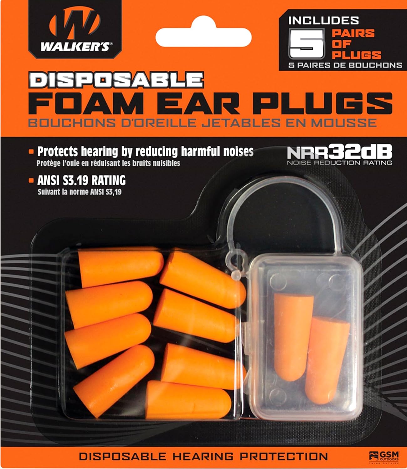 Walker's 32dB NRR Noise-Canceling ANSI S3.19 Passive Hearing Protection Range Shooting Hunting Work Soft Comfortable
