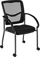 Office Star ProGrid Deluxe Stackable Visitor's Chair with Breathable Back and Padded Lumbar Support Seat