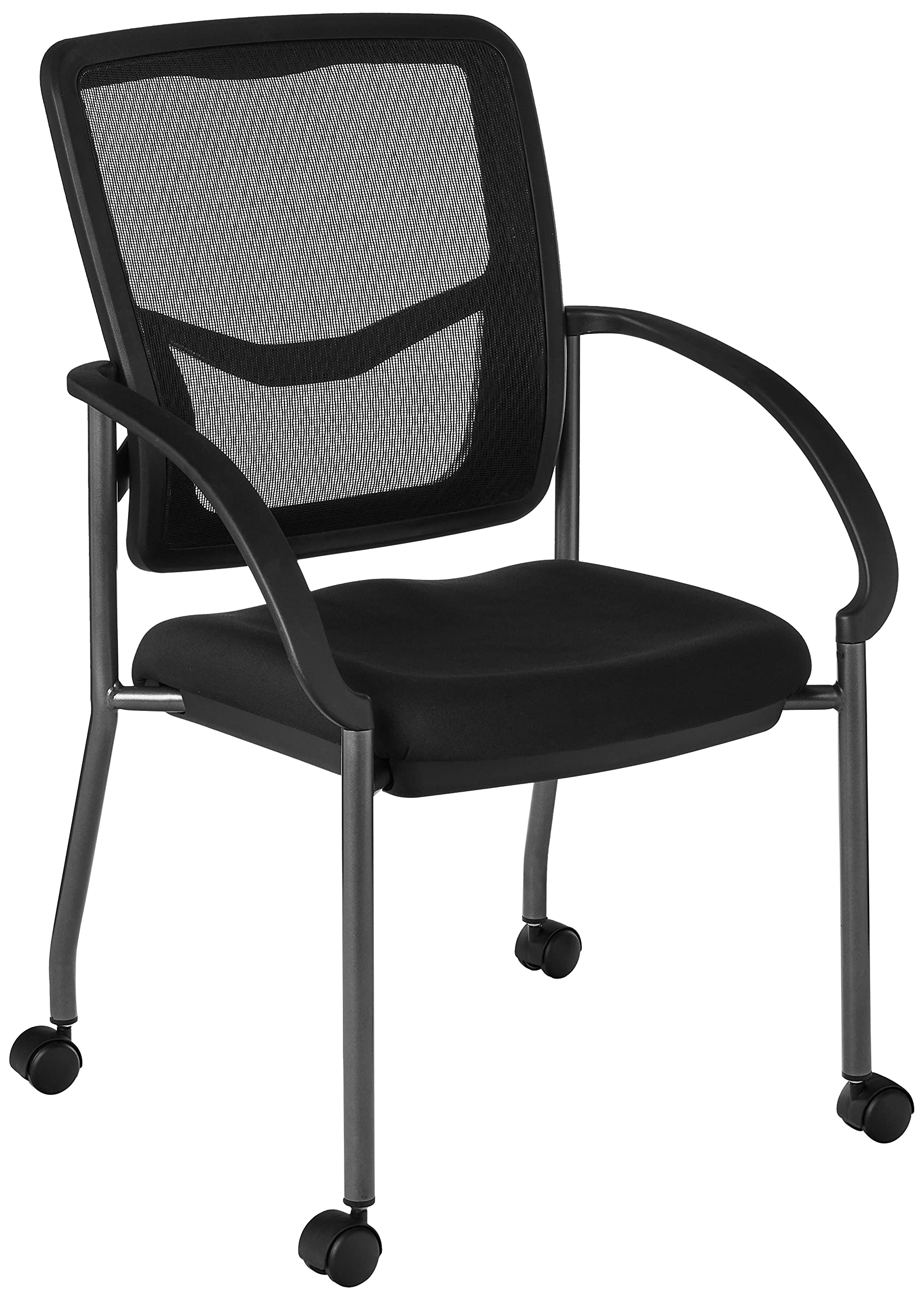 Office Star ProGrid Deluxe Stackable Visitor's Chair with Breathable Back and Padded Lumbar Support Seat