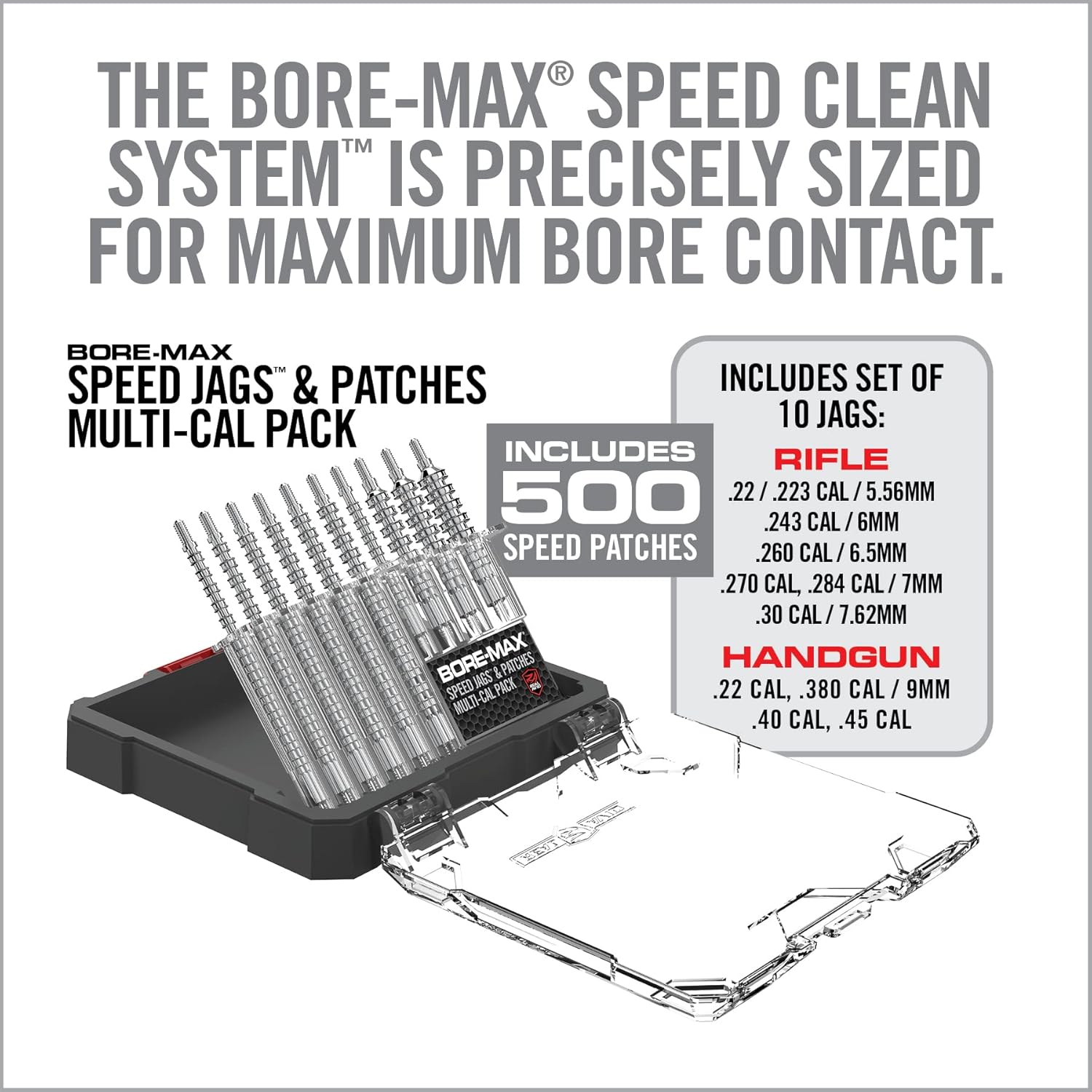 Real Avid Bore-Max Speed Jags & Patches Multi-Cal Pack - Set of 10 Jags for .22-.243Cal 6mm .260Cal 6.5mm. 270Cal. 284 7mm