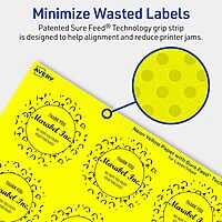 AVERY Printable Round Labels, Sure Feed Technology, 2 in Diameter, Neon Yellow, Print-to-The-Edge, Laser/Inkjet Printable