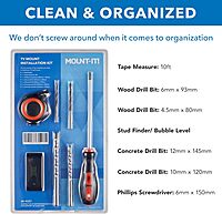 Mount-It! Universal TV Mount Installation Kit, 7-Piece Set Includes 2 Wood Drill Bits, 2 Concrete Drill Bits, 1 Stud Finder with Bubble Level, 1 Tape Measure, 1 Philipps Screwdriver