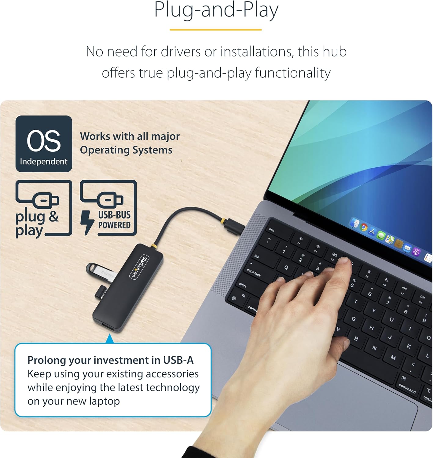 StarTech 4-Port USB 3.0 Hub, Bus-Powered Portable Travel Mini Hub