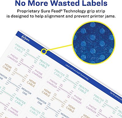 Avery Durable Waterproof Barbell Labels, Sure Feed Technology, 0.5" x 2.5"
