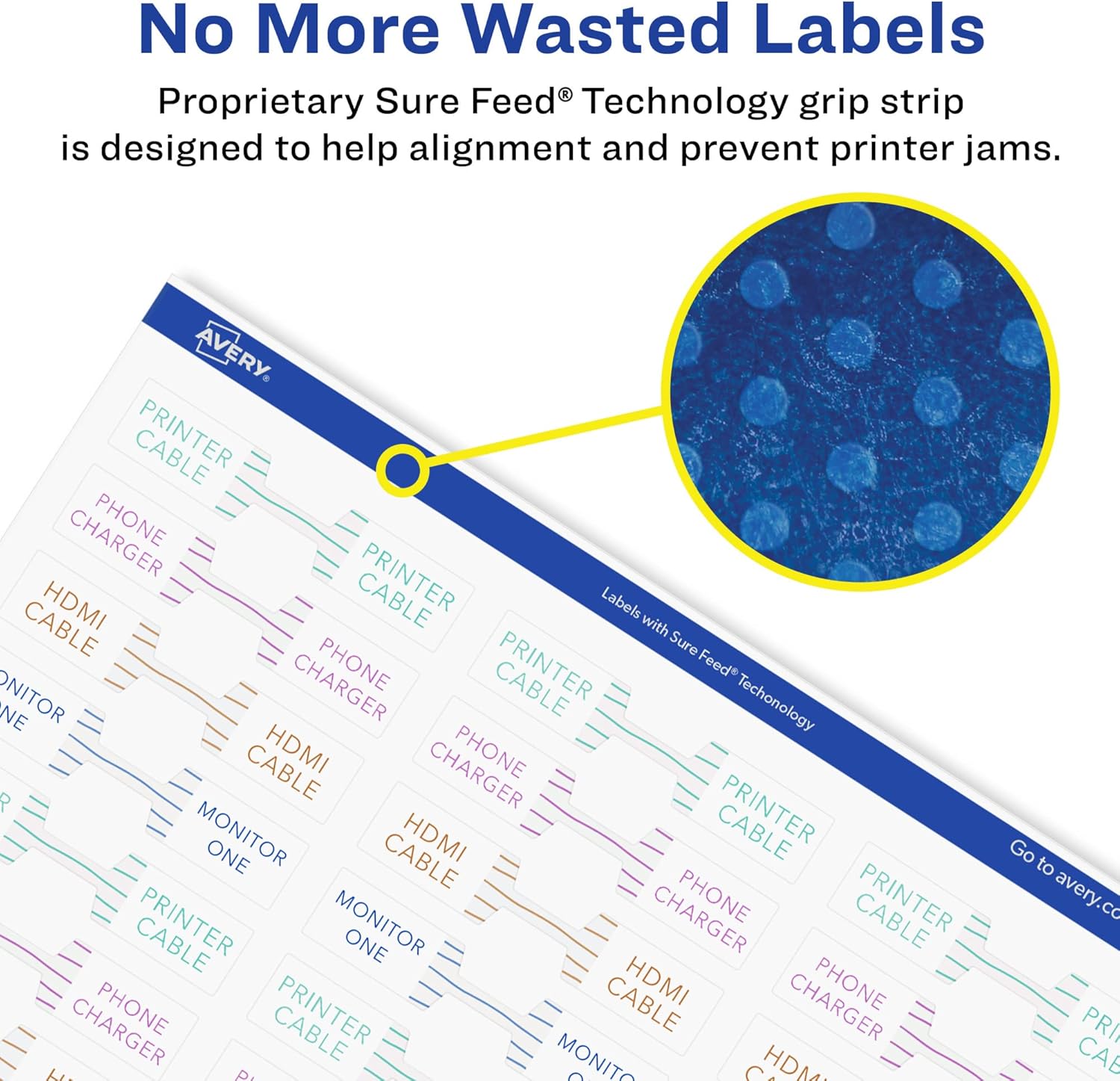 Avery Durable Waterproof Barbell Labels, Sure Feed Technology, 0.5" x 2.5"
