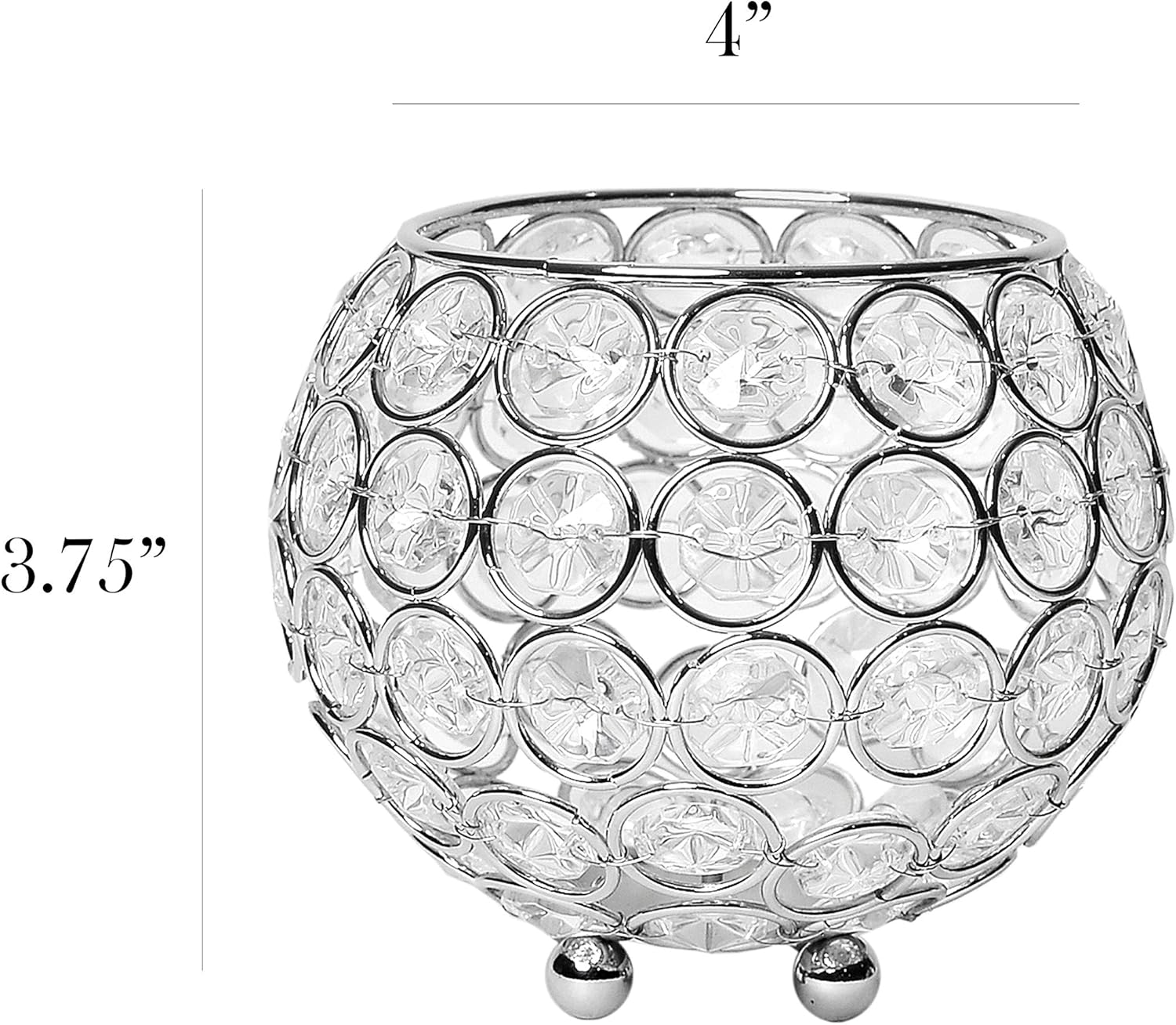 Elegant Designs Elipse Crystal Circular Bowl Candle Holder, Flower Vase, Wedding Centerpiece, Favor