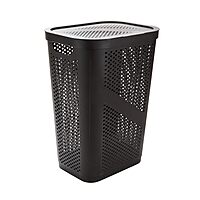 Mind Reader Slim Laundry Hamper with Lid, 60L Ventilated Plastic