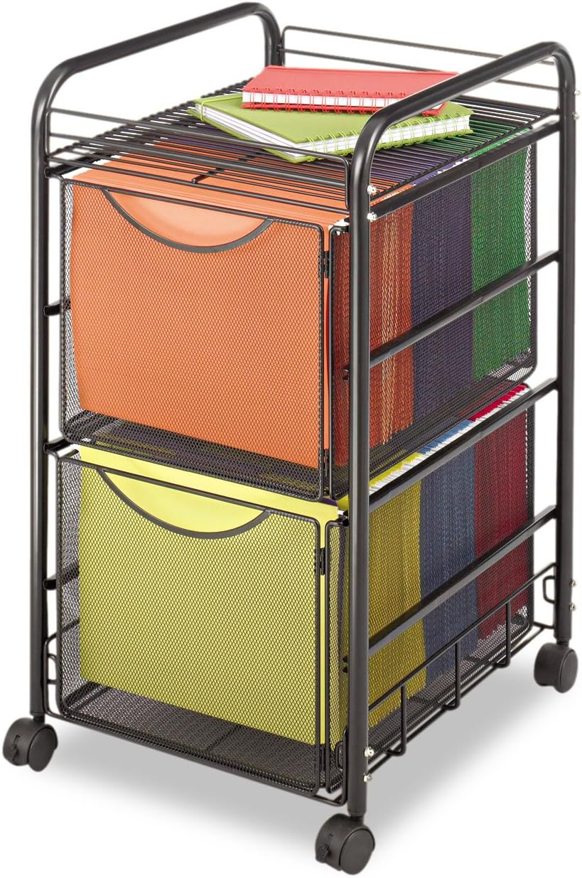 SAFCO Onyx Rolling File Cart, Steel Mesh Mobile Cart, Fits Letter-Size Hanging Folders