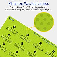 Avery Printable Rectangle Labels, Sure Feed Technology, 1-1/4" x 1-3/4", Bright Green Labels, Laser/Inkjet Printable, 320 Total, Great for Jars and More 320 labels