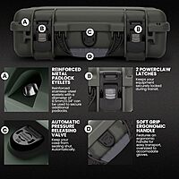 NANUK 910 Hard Case for Single Sporting Gear, IP67 Waterproof Hard Storage, Made in North America Short Multipurpose Case – (4.3’’ x 11.1’’ x 4.7’’) Olive