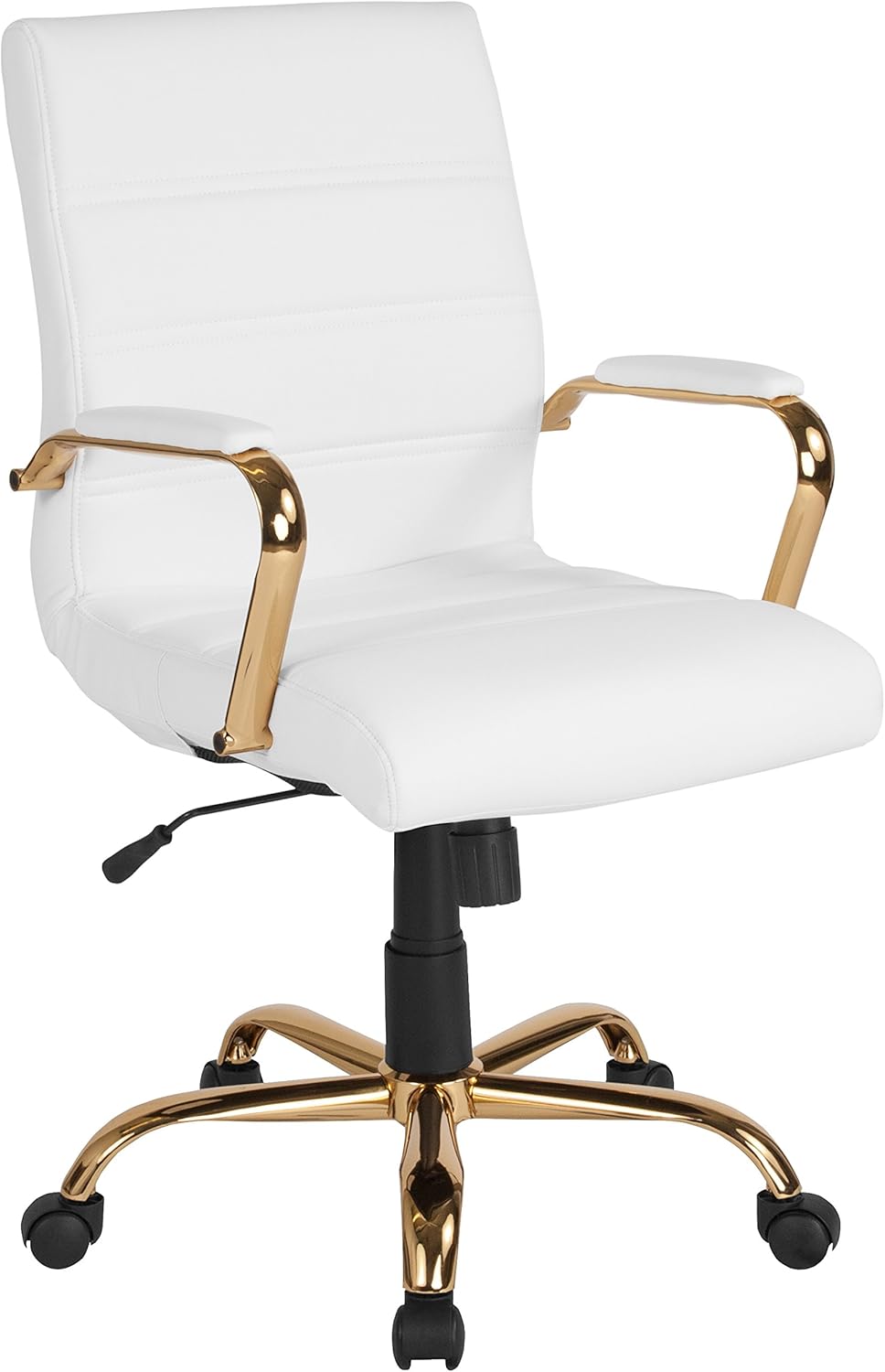 Flash Furniture Whitney Mid-Back Swivel LeatherSoft Desk Chair with Padded Seat and Armrests