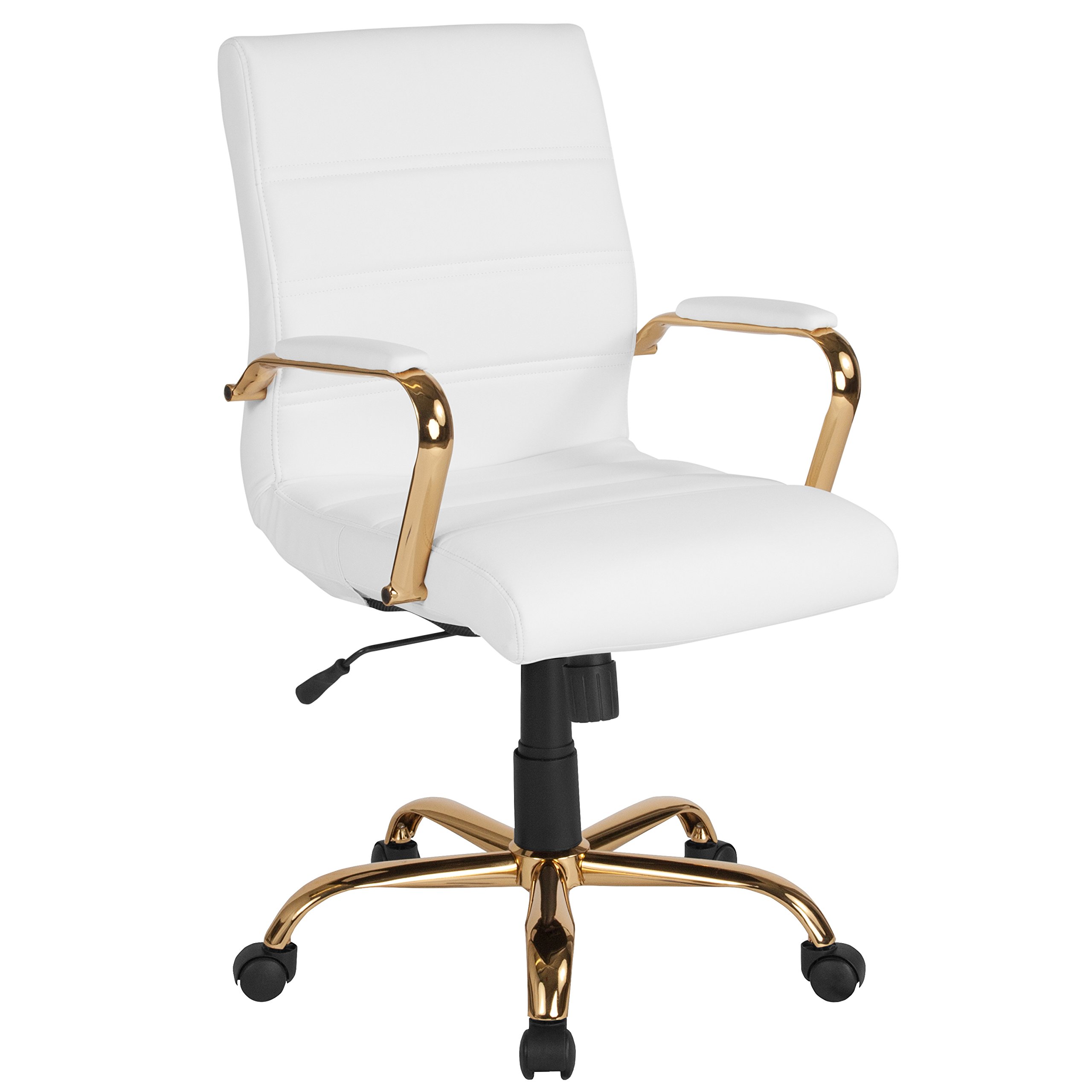 Flash Furniture Whitney Mid-Back Swivel LeatherSoft Desk Chair with Padded Seat and Armrests