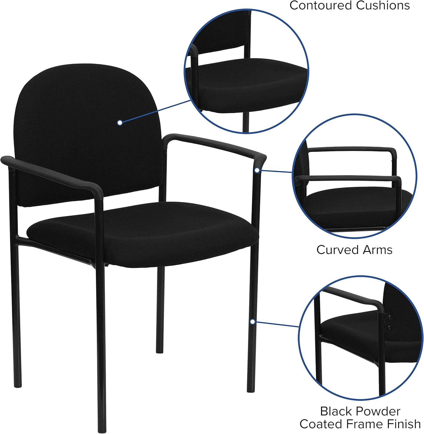 Flash Furniture Tiffany Side Reception Chair with Arms, Stackable Steel Frame