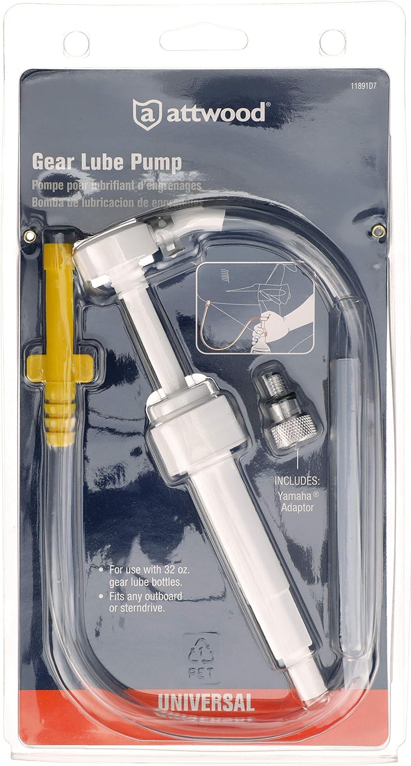 Attwood 11891D7 Gear Lube Pump, for Use with 32-Ounce Gear Lube Bottle, Universal Fit, Includes 1 Yamaha Adapter One Size