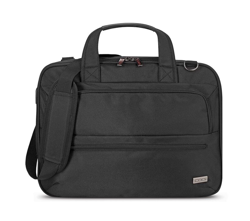 CODi Fortis 14.1" Polyester PU PVC Laptop Briefcase, Black (FOR302-4)