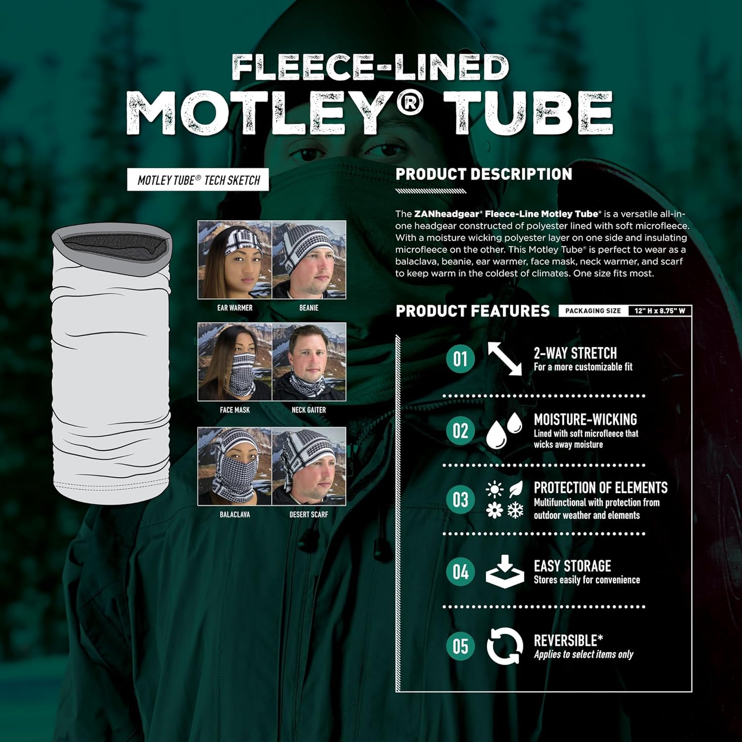 ZANHEADGEAR Motley Tube Multifunctional Neck Gaiter Headwear