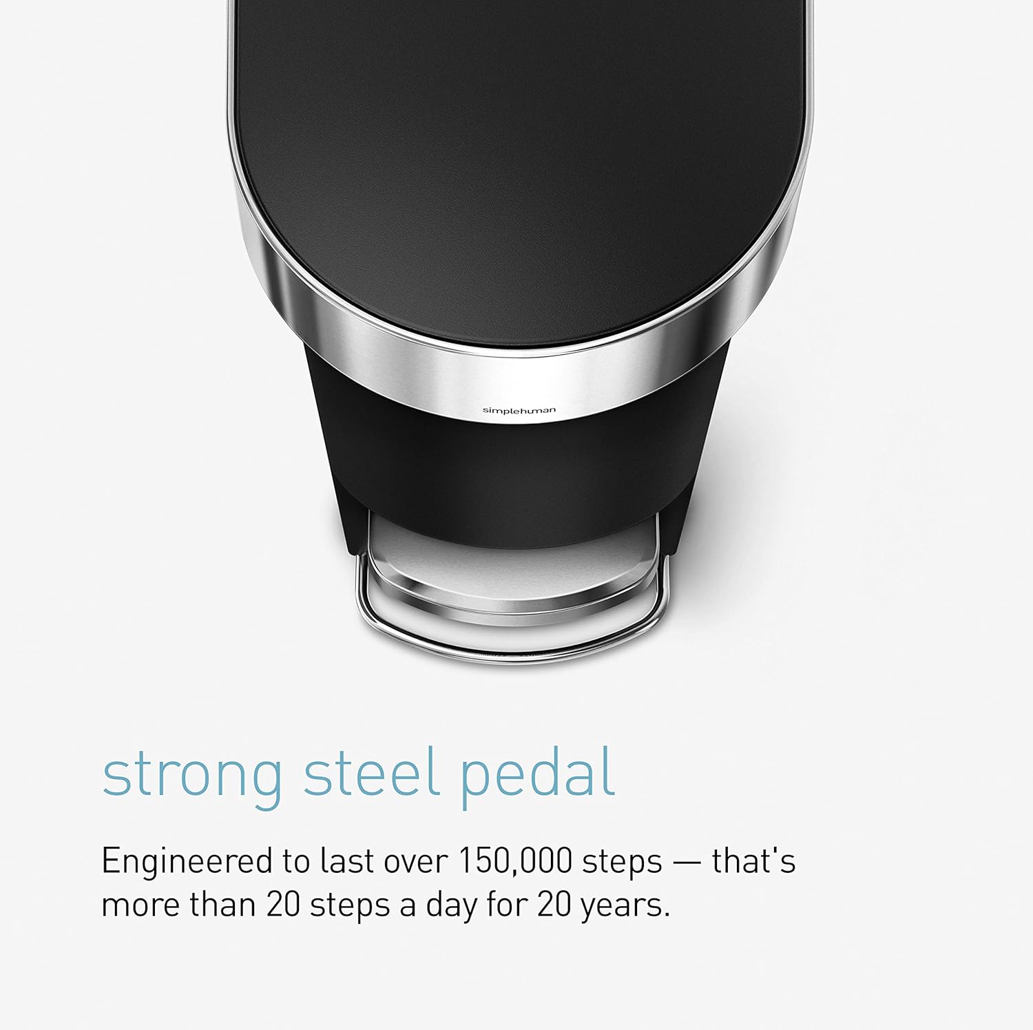 simplehuman Step Trash Can with LidShox, Steel Pedal & Liner Rim