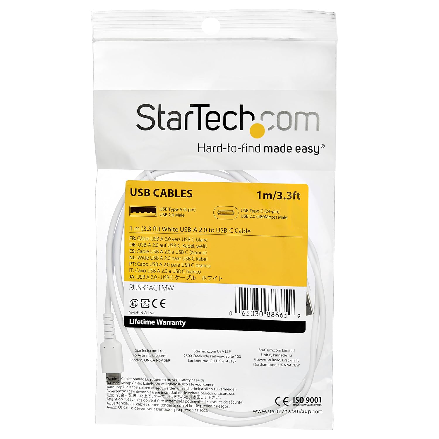 StarTech.com USB A to USB C Charging Cable - USB 2.0, Aramid Fiber