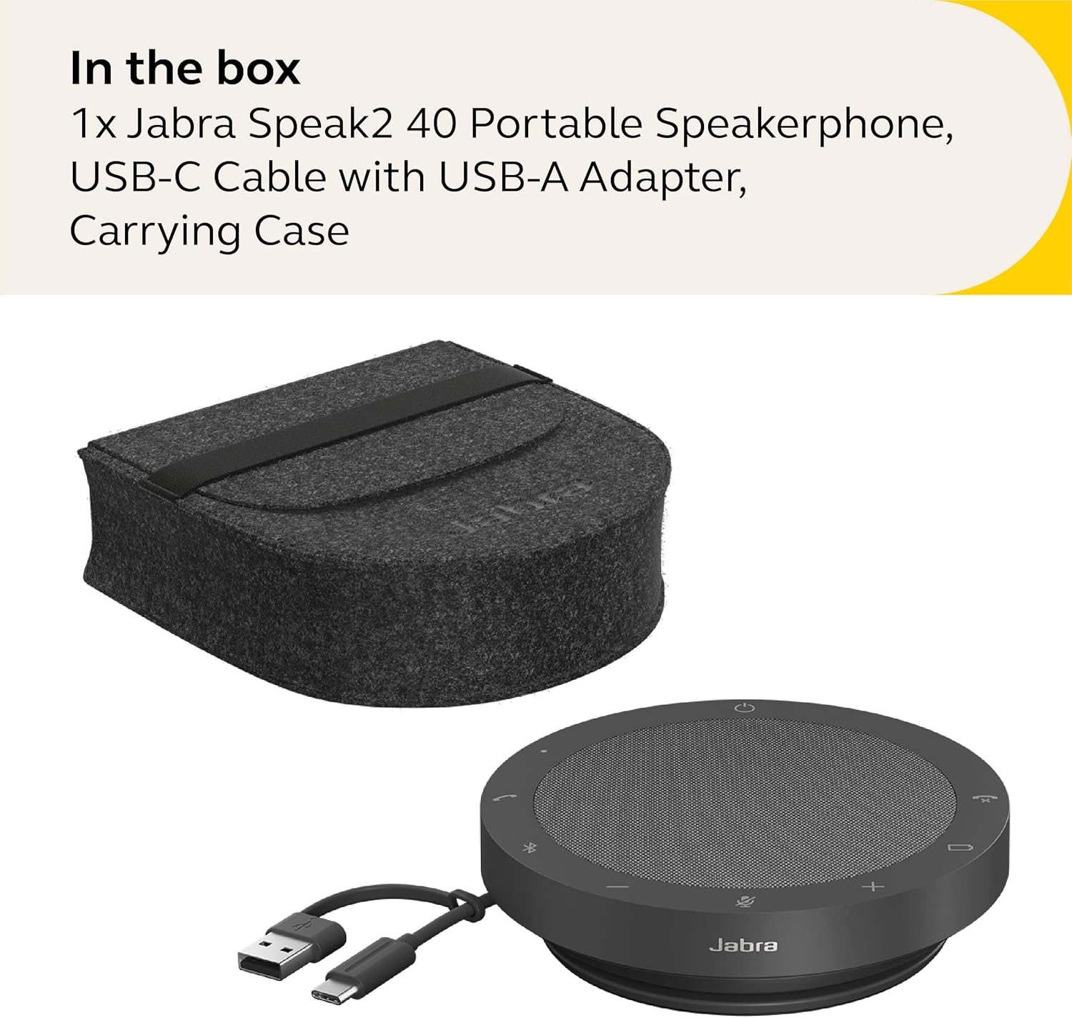 Jabra Speak2 40 Portable Speakerphone - 4 Noise-Cancelling Mics, USB-A/USB-C