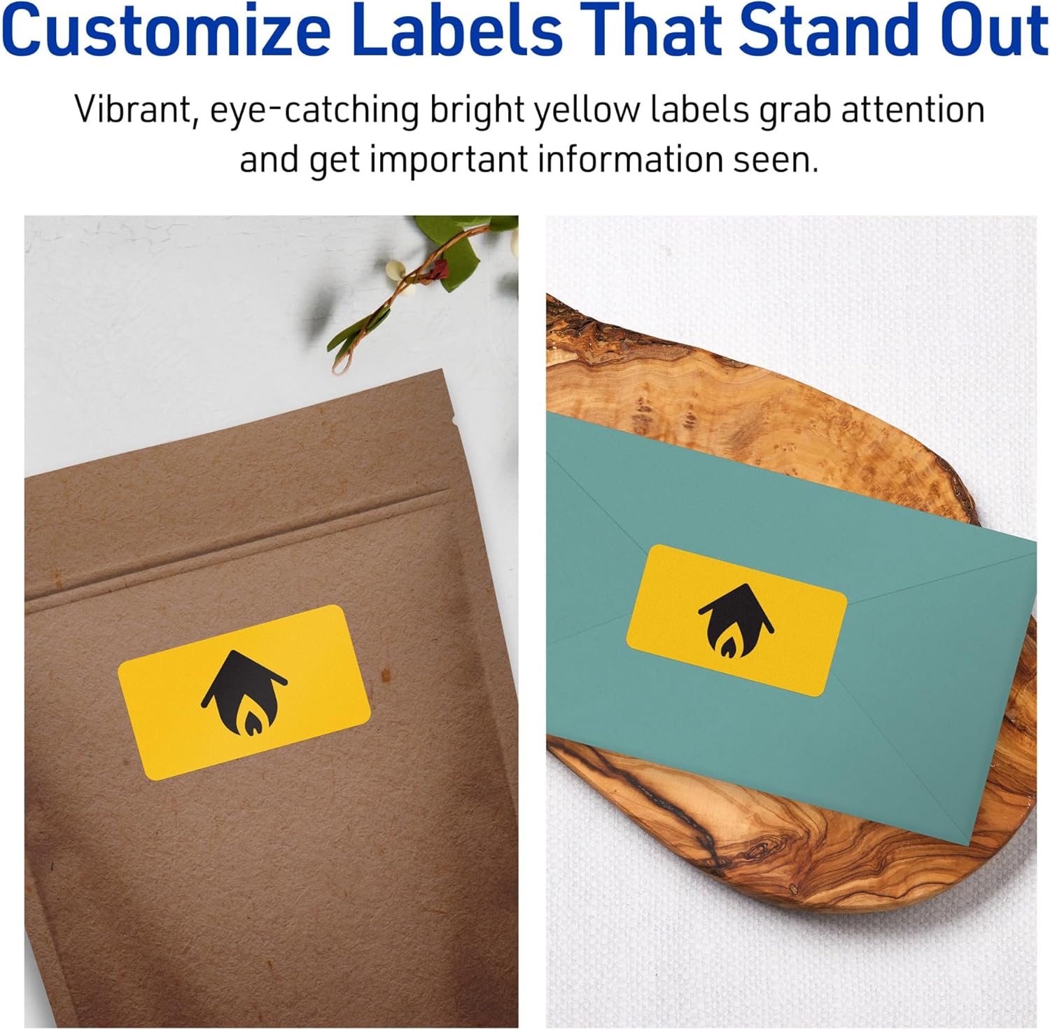 Avery Rectangle Labels, Bright Yellow, 1-1/4" x 2-3/8"