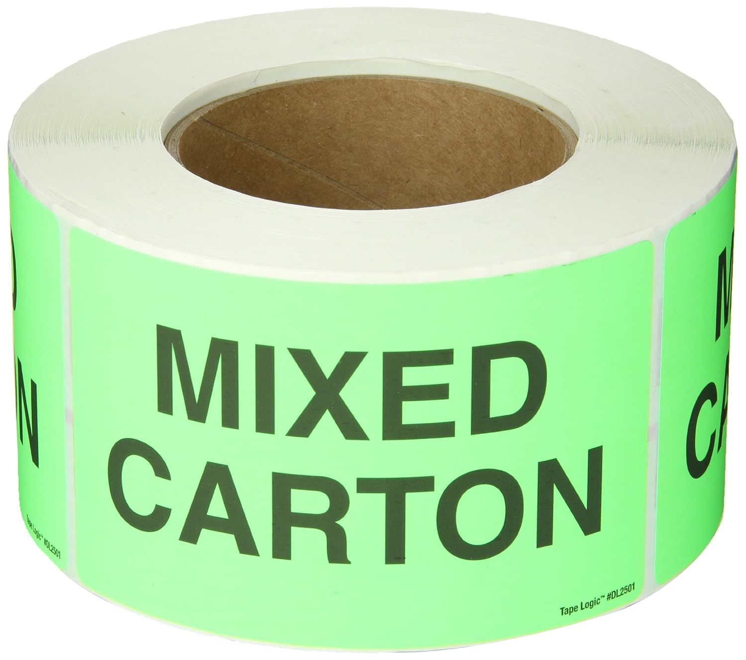 Aviditi Tape Logic 3" x 5" "Mixed Carton" Fluorescent Green Warning Sticker, 1 Roll of 500 Labels