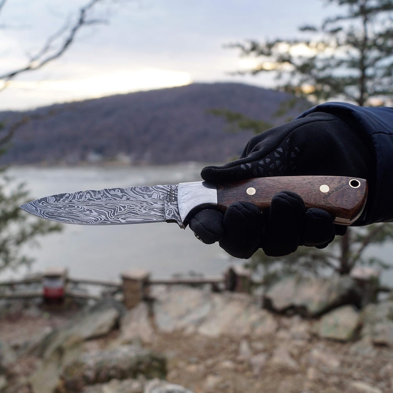 BucknBear Custom Handmade Fixed Blade Damascus Drop Point Utility Hunter Knife