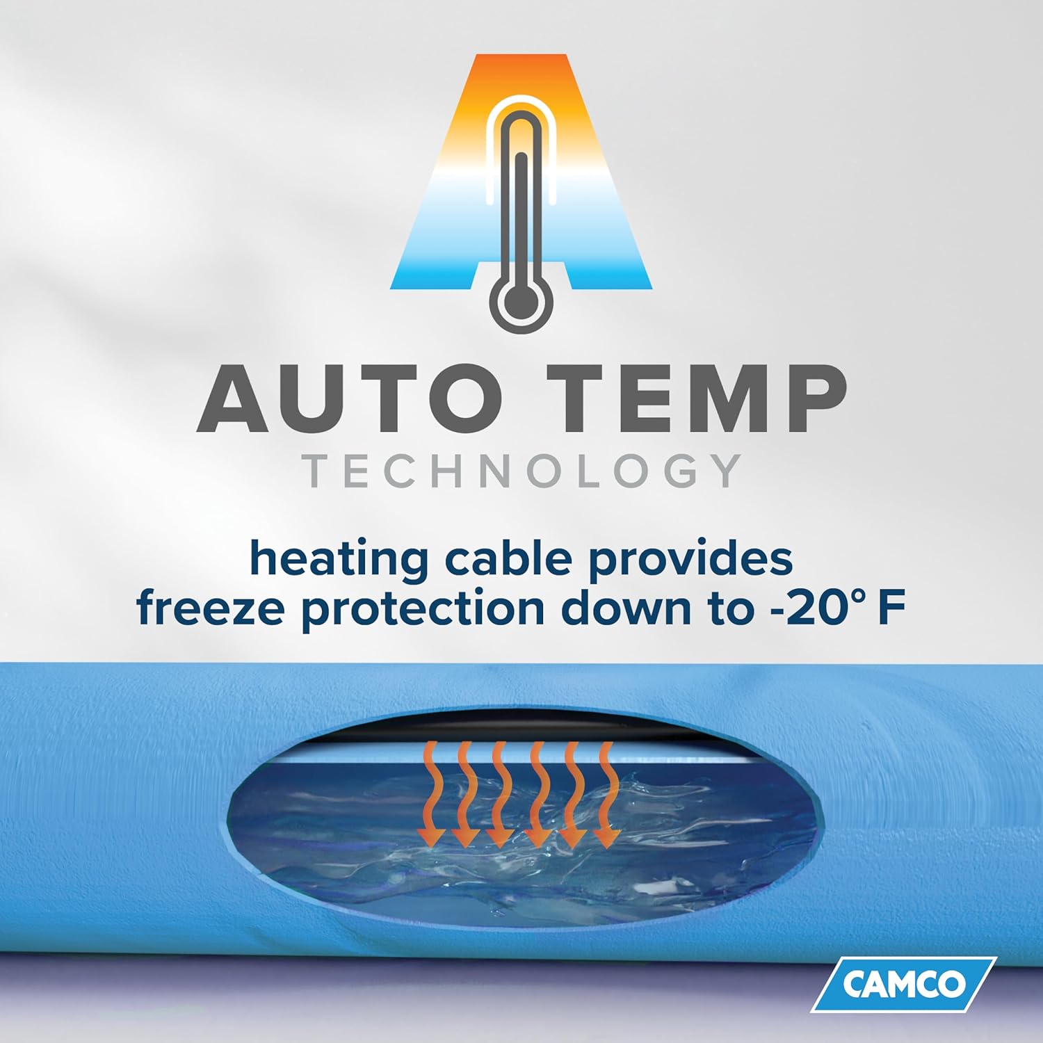 Camco 25-Ft Heated Water Hose for RV - Water Line Freeze Protection Down to -20°F/-28°C
