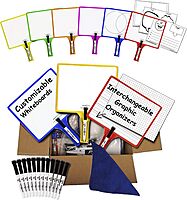 KleenSlate Customizable Whiteboards With Clear Dry-Erase Sleeves, 13in x 8in, Assorted Color, Set Of 36