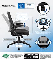 Boss Office Products Adjustable Mesh Task Chair, Black