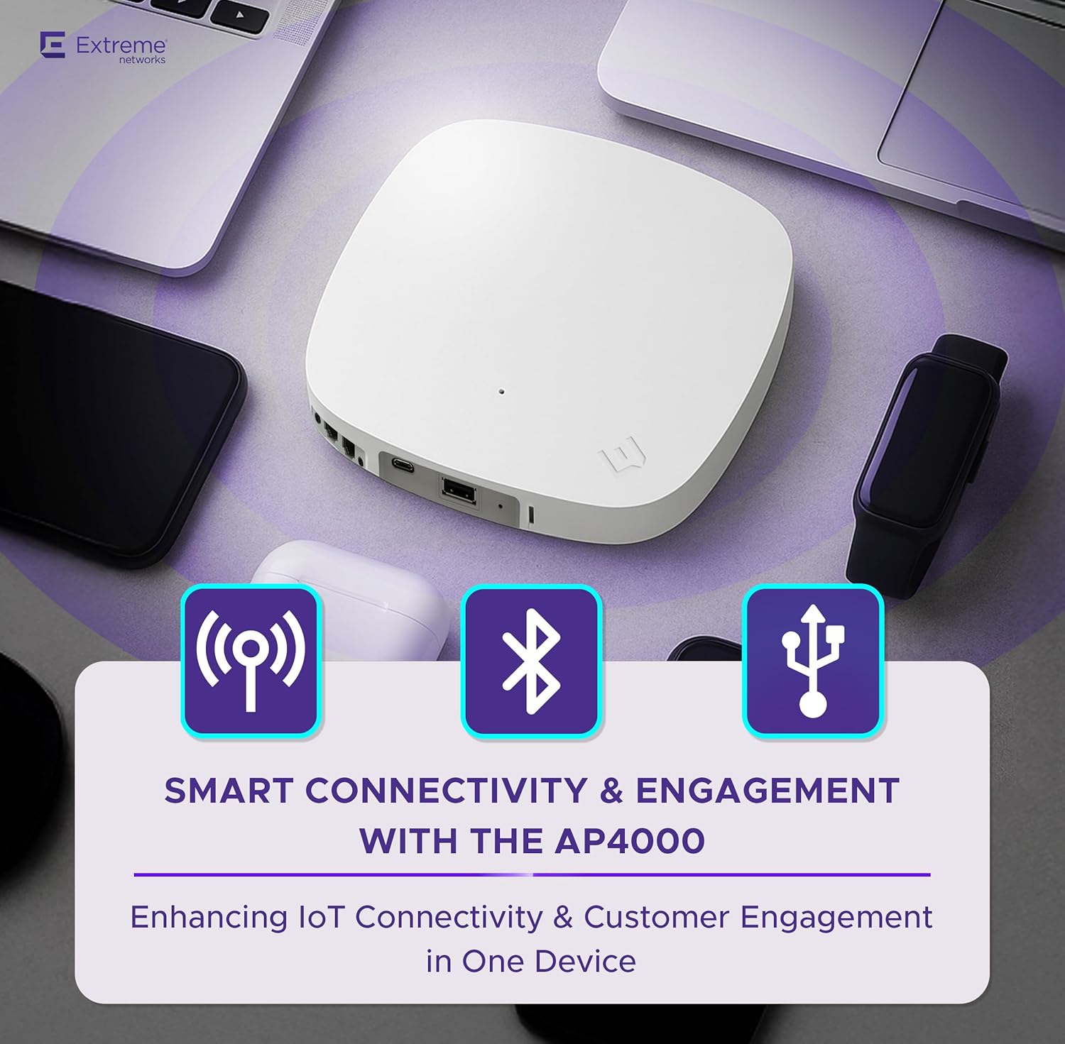 AP4000-WW Tri-Radio Indoor Wi-Fi 6E Access Point - 2.4GHz/5GHz/6GH, Multi-OS Support, Cloud-Managed with ExtremeCloud IQ