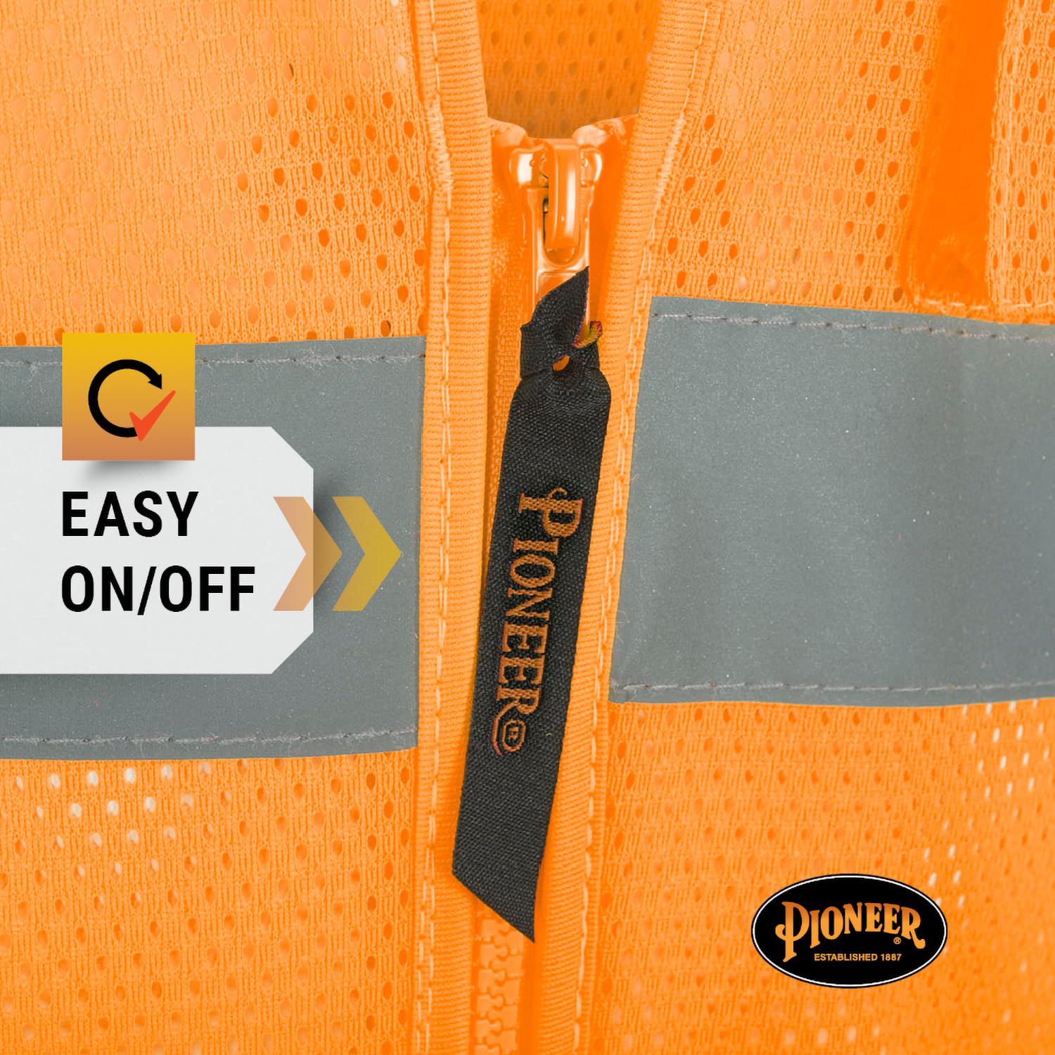Pioneer Hi Vis Mesh Safety Vest for Men & Women - Reflective Tape - Class 2 - Traffic, Public Safety