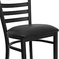 Flash Furniture Hercules Series Ladder Back Metal Restaurant Barstool, Modern Upholstered Armless Bar Height Chair for Restaurants and Kitchens, Black Black Vinyl Seat/Black Metal Frame Set of 1