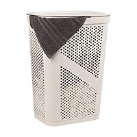 Mind Reader Slim Laundry Hamper with Lid, 60L Ventilated Plastic