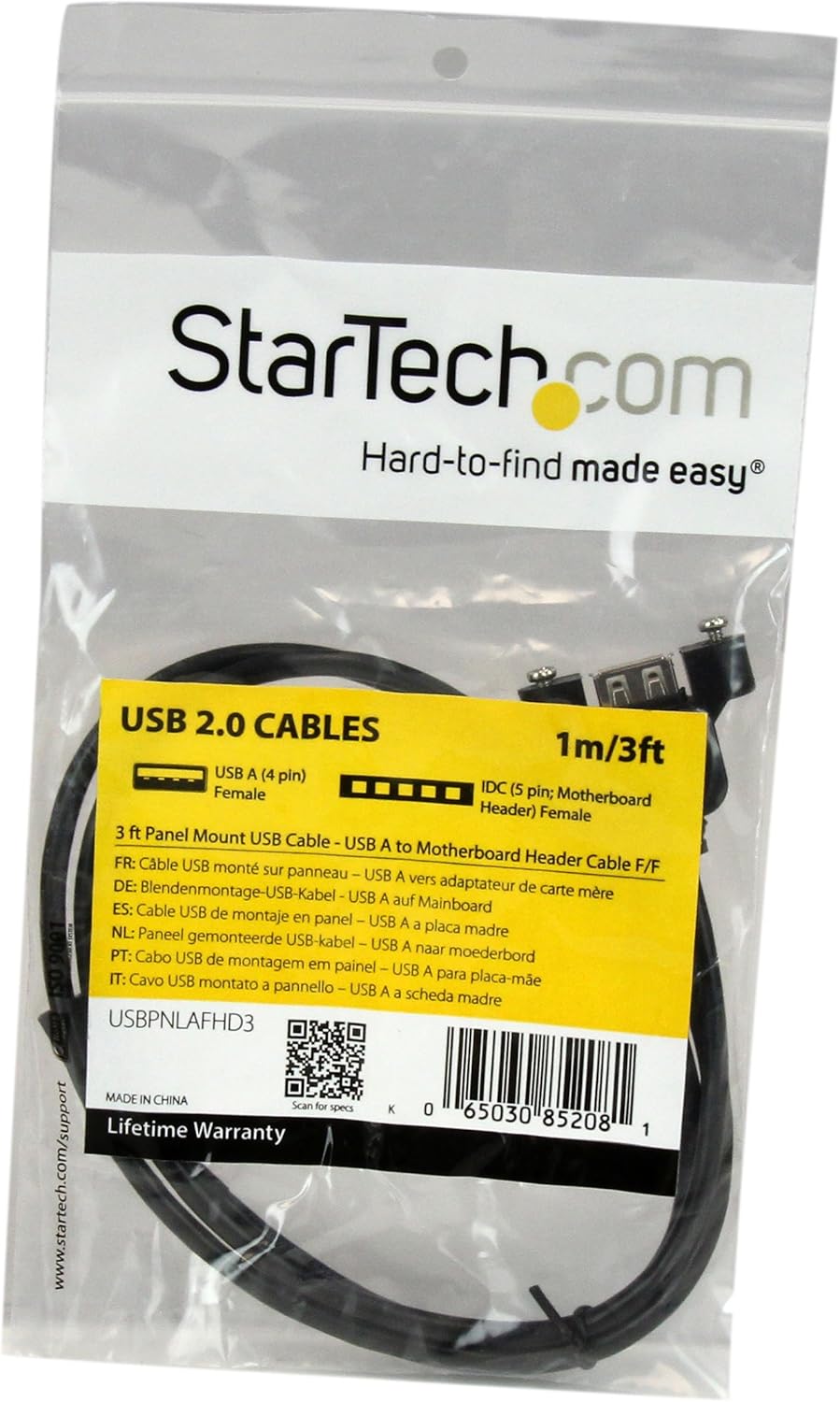 STARTECH.COM Panel Mount USB A to 5-pin Motherboard Header Cable - USB 2.0