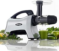 Omega Juicer NC1000HDS Juice Extractor and Nutrition System Slow Masticating BPA-FREE with Quiet Motor and Reverse Easy to Clean, 200-Watt, Silver