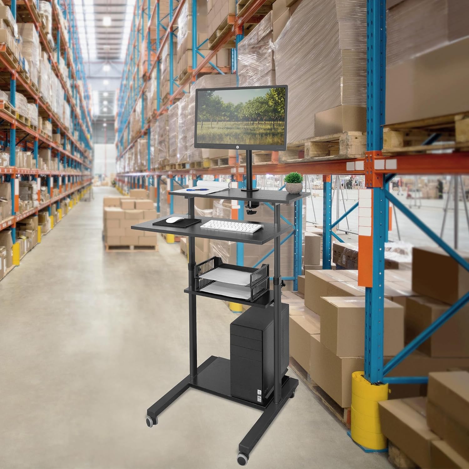Mount-It! Mobile Computer Cart with Monitor Mount for Screen up to 32", Portable Desk on Wheels