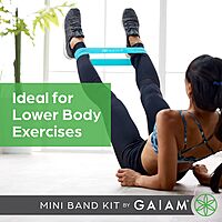 Gaiam Restore Mini Band Kit, Set of 3, Light, Medium, Heavy Lower Body Loop Resistance Bands for Legs and Booty Exercises & Workouts, 12" x 2" Bands Light Resistance