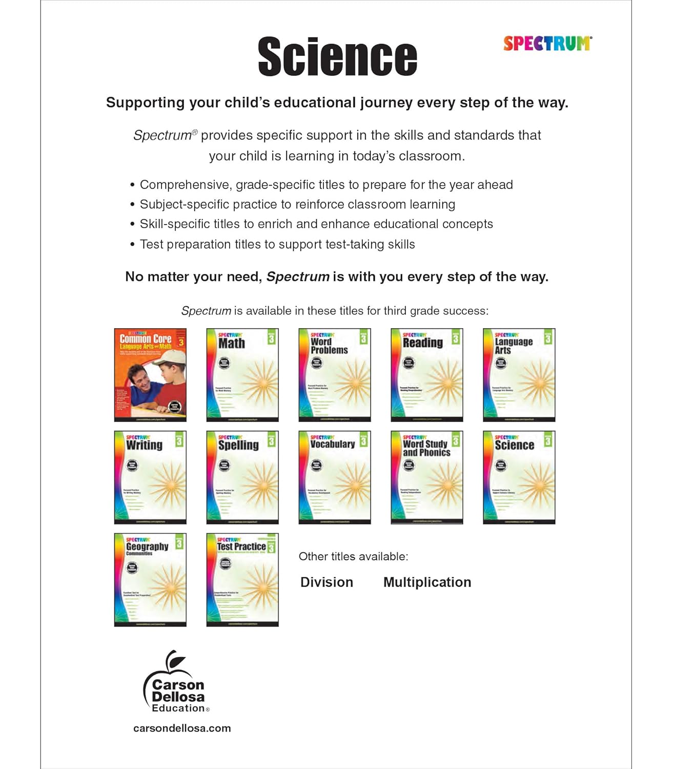 Spectrum 3rd Grade Science Workbooks, Ages 8 to 9, Grade 3 Science, Physical, Space, Earth, and Life Science