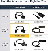 StarTech.com SATA to USB Adapter Cable for 2.5" SATA SSD/HDD - UASP, Bus-Powered