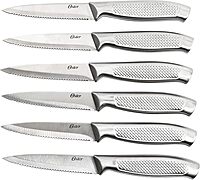 Oster Edgefield 14-Piece Stainless-Steel Cutlery Knife Set With Knife Block, Silver/Black