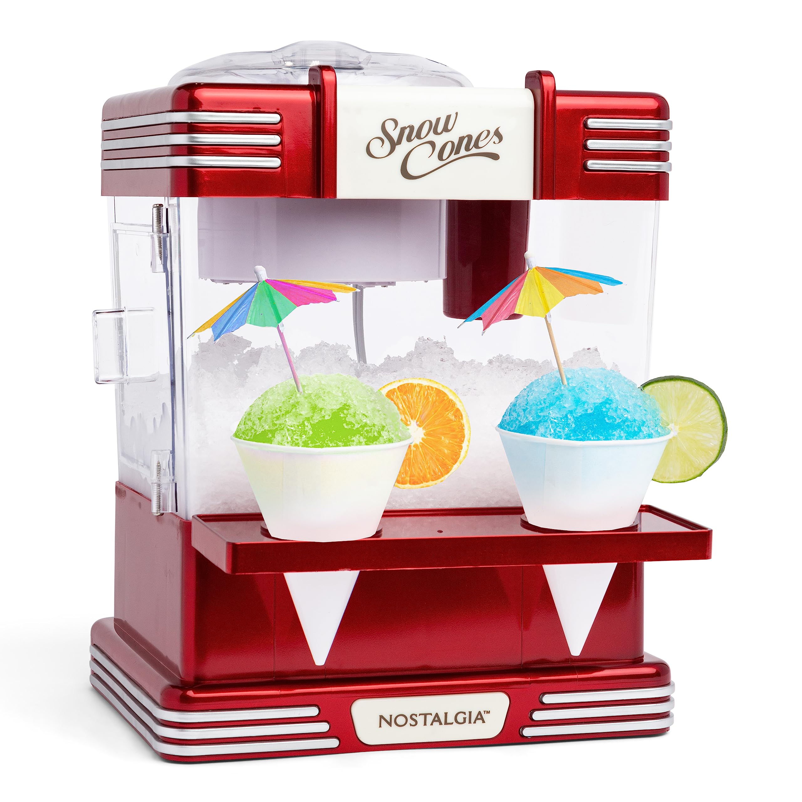 Nostalgia Snow Cone Shaved Ice Machine - Retro Table-Top Slushie Machine Makes 20 Icy Treats