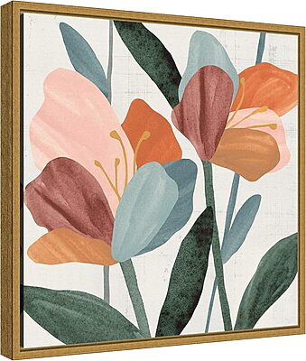 Amanti Art Framed Canvas Wall Art 16x16 Azalea Flowers Joining II by Annie Warren, Framed Wall Art Canvas, Abstract Artwork