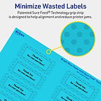 Avery Printable Rectangle Labels, Sure Feed Technology, 1" x 2-5/8", Bright Blue Labels, Print-to-The-Edge, Laser/Inkjet Printable, 160 Total, Great for Mailing and Cosmetics 160 labels